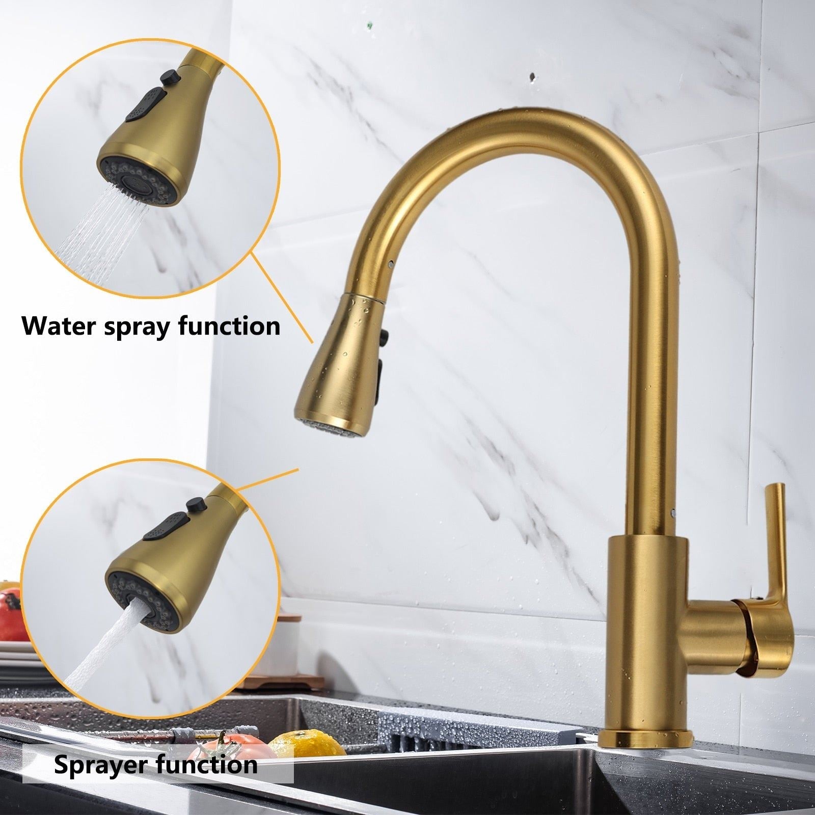 Kitchen Faucet Blacked Single Handle Pull Down White Kitchen Tap Single Hole Bru