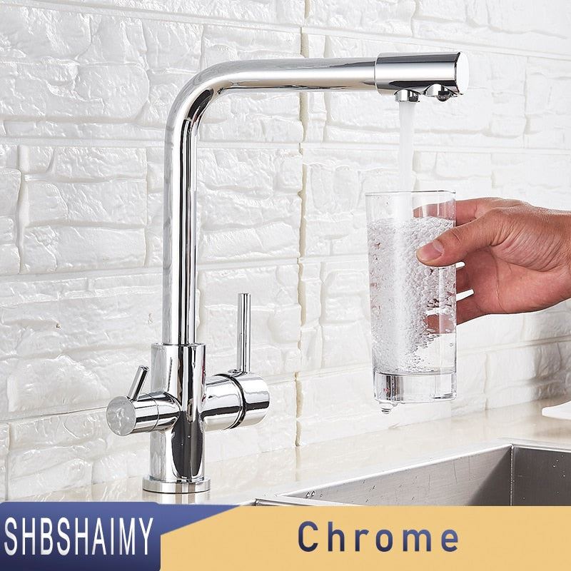 SHBSHAIMY Filter Kitchen Faucet Chrome Drinking Pure Water Kitchen Tap Deck Moun