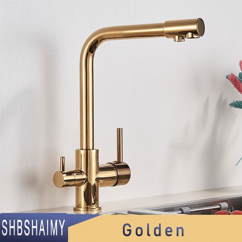 SHBSHAIMY Filter Kitchen Faucet Chrome Drinking Pure Water Kitchen Tap Deck Moun