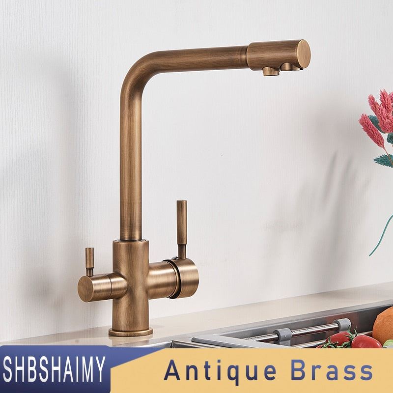 SHBSHAIMY Filter Kitchen Faucet Chrome Drinking Pure Water Kitchen Tap Deck Moun