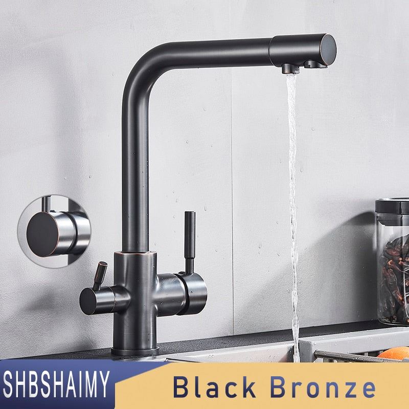 SHBSHAIMY Filter Kitchen Faucet Chrome Drinking Pure Water Kitchen Tap Deck Moun