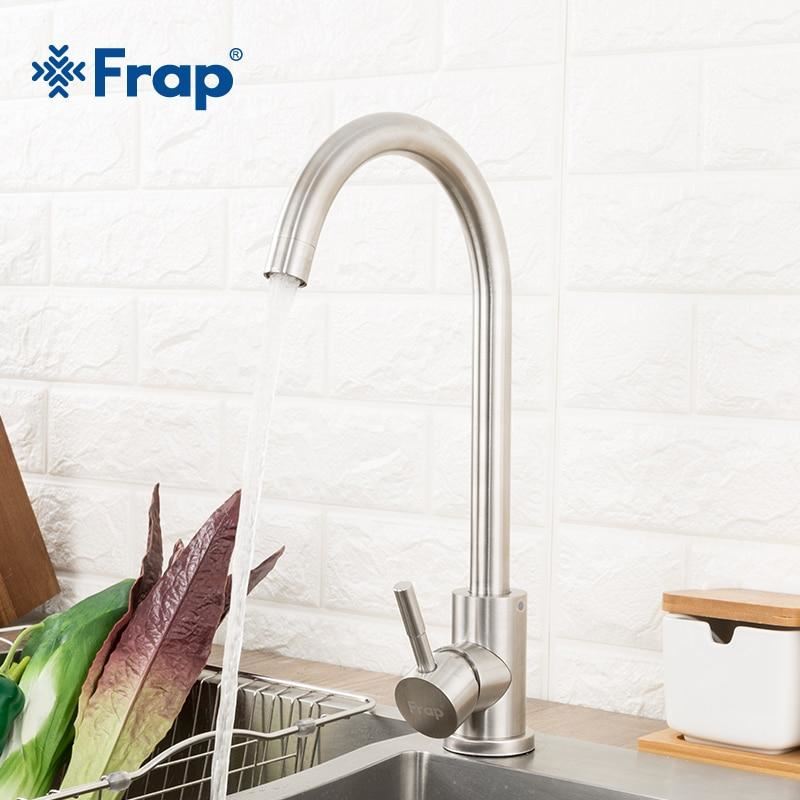 Frap Stainless Steel Kitchen Faucet Brushed Process Swivel Basin Faucet 360 Degr