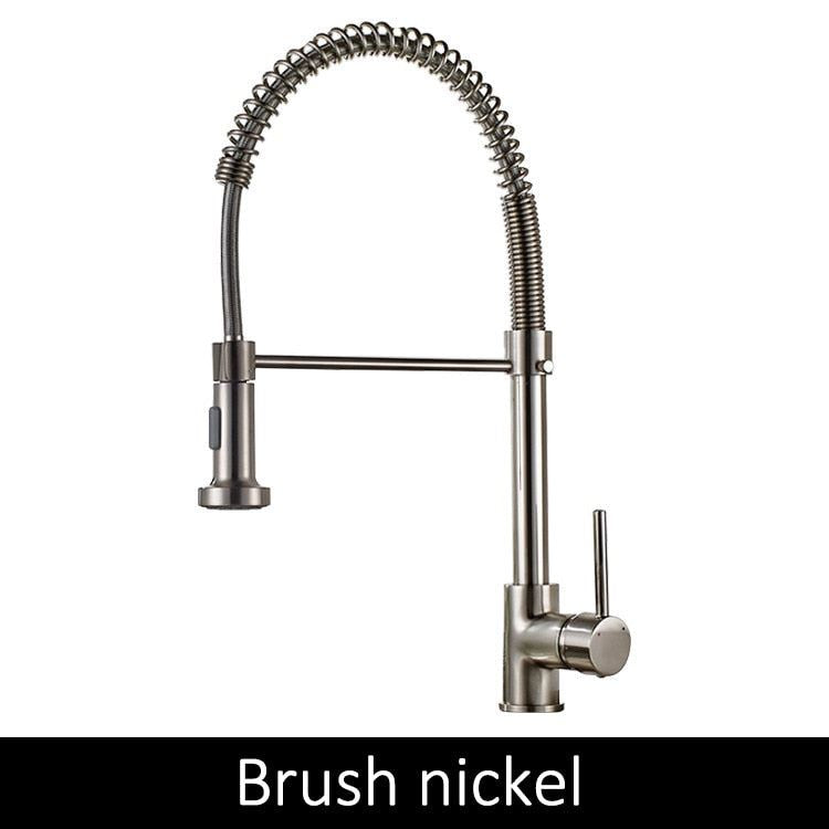 Deck Mounted Flexible Kitchen Faucets Pull Out Mixer Tap Black Hot Cold Kitchen