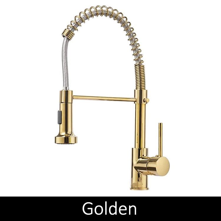 Deck Mounted Flexible Kitchen Faucets Pull Out Mixer Tap Black Hot Cold Kitchen