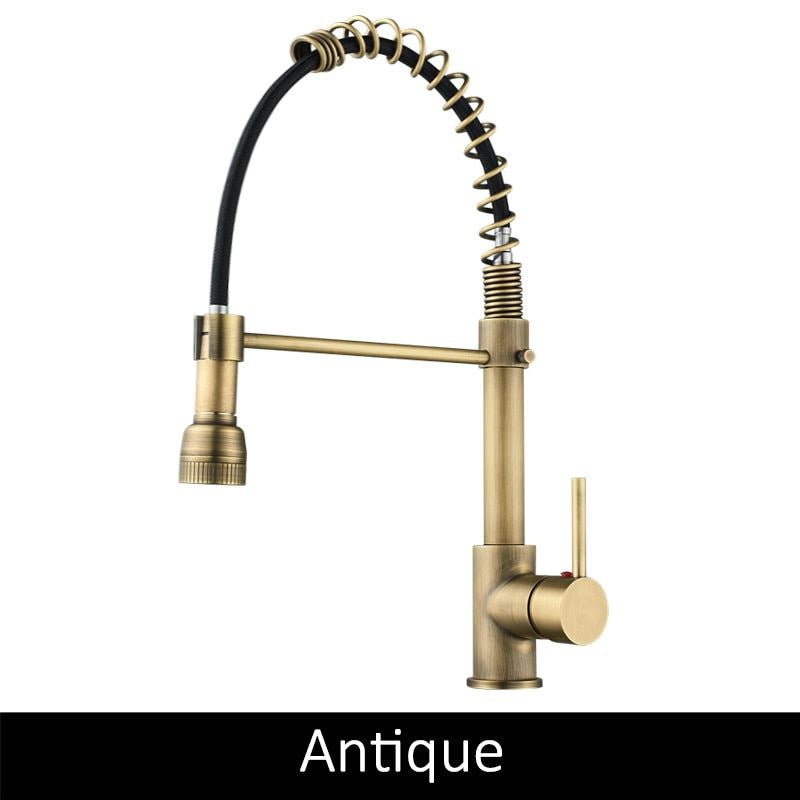 Deck Mounted Flexible Kitchen Faucets Pull Out Mixer Tap Black Hot Cold Kitchen