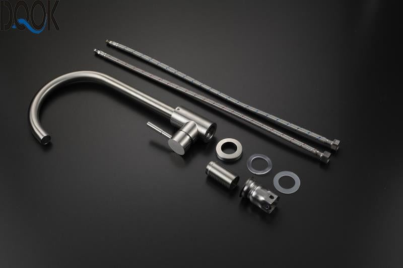 DQOK Black Kitchen Faucets Stainless Steel Kitchen Mixer Single Handle Single Ho