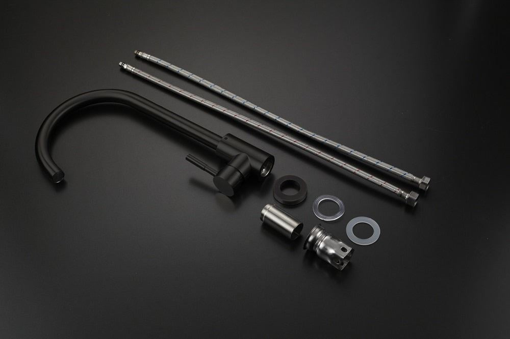 DQOK Black Kitchen Faucets Stainless Steel Kitchen Mixer Single Handle Single Ho