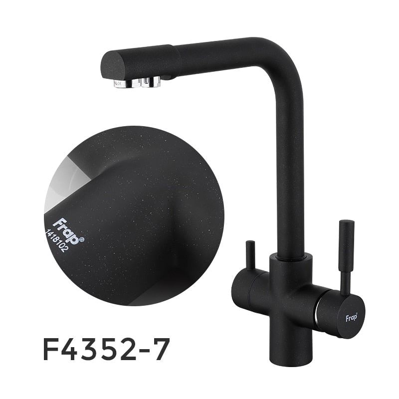 Frap New Black Kitchen sink Faucet mixer Seven Letter Design 360 Degree Rotation