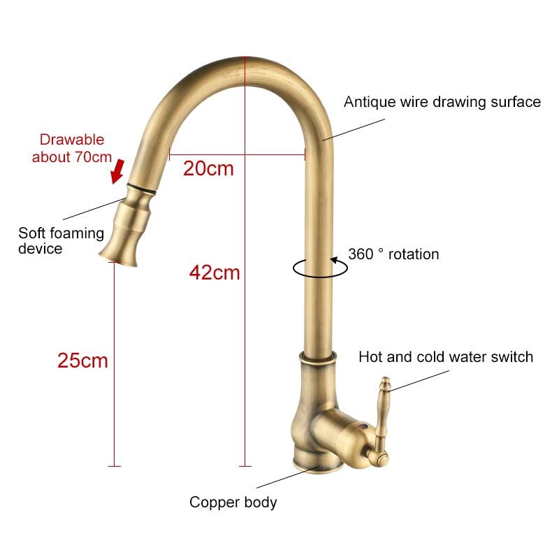 ELLEN Touch Control Kitchen Faucets Pull Out Antqiue Bronze Kitchen Mixer Tap Cr