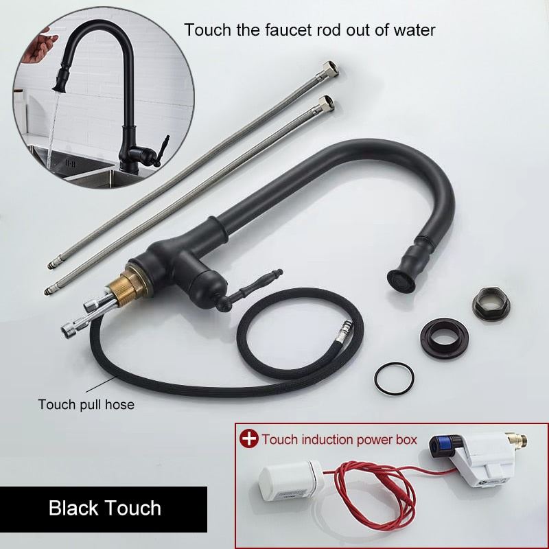 ELLEN Touch Control Kitchen Faucets Pull Out Antqiue Bronze Kitchen Mixer Tap Cr