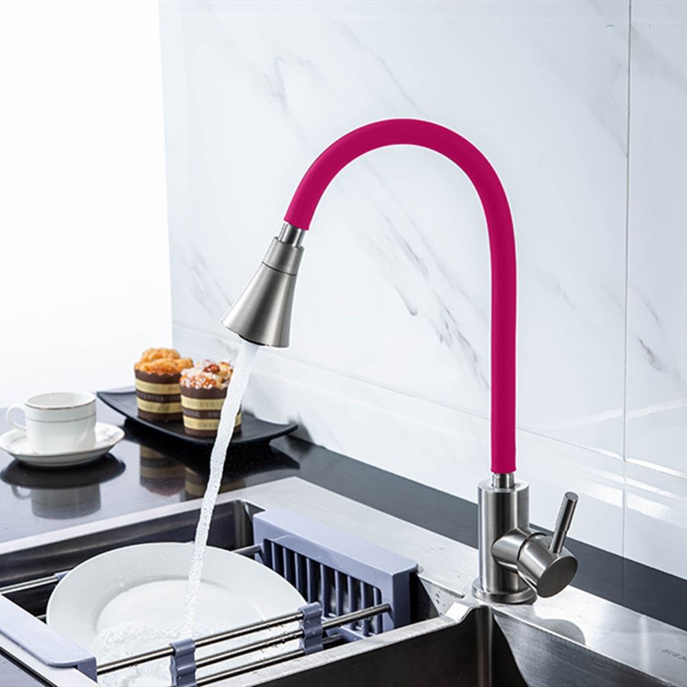 DQOK Silica Gel Nose Any Direction Rotating Kitchen Faucet Cold and Hot Black Bl