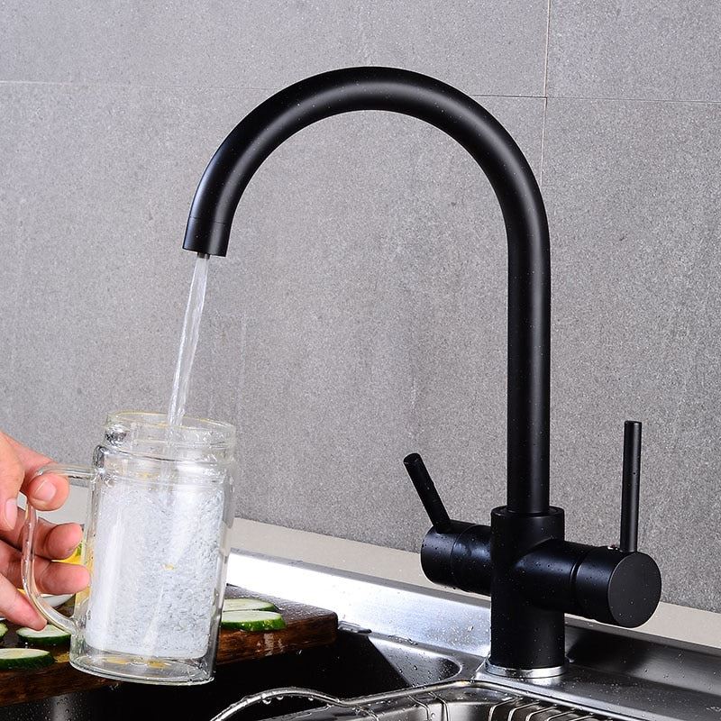 Degree Rotation brass drinking filtered water kitchen faucet Bend&Double rig