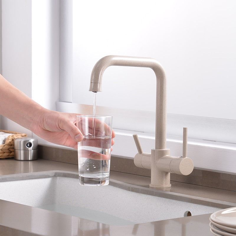 Degree Rotation brass drinking filtered water kitchen faucet Bend&Double rig