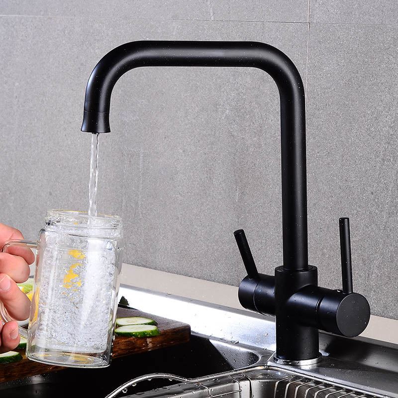 Degree Rotation brass drinking filtered water kitchen faucet Bend&Double rig
