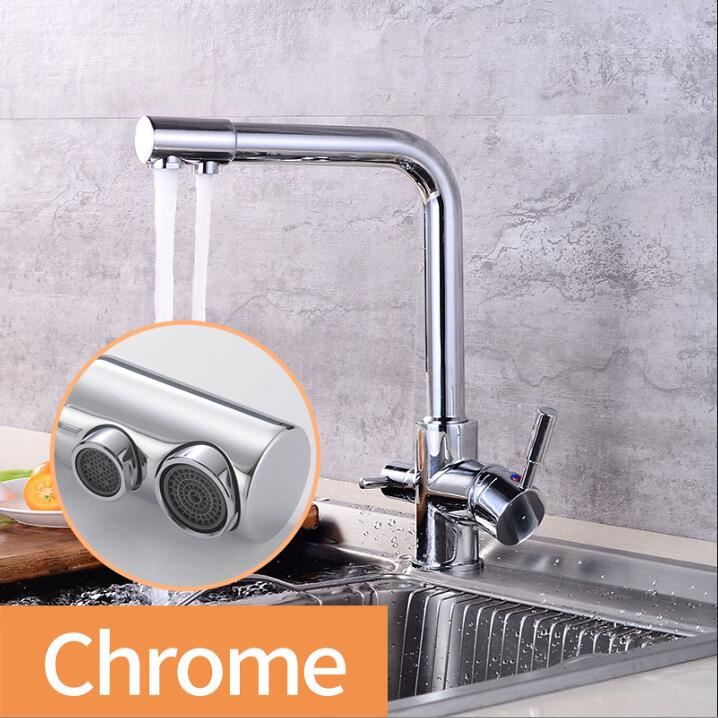 Degree Rotation brass drinking filtered water kitchen faucet Bend&Double rig