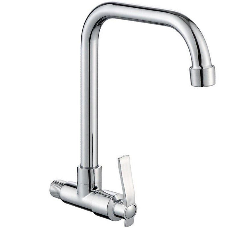 Wall Mount Kitchen 360 Rotating Swivel Basin Sink Faucet Single Handle Cold Tap