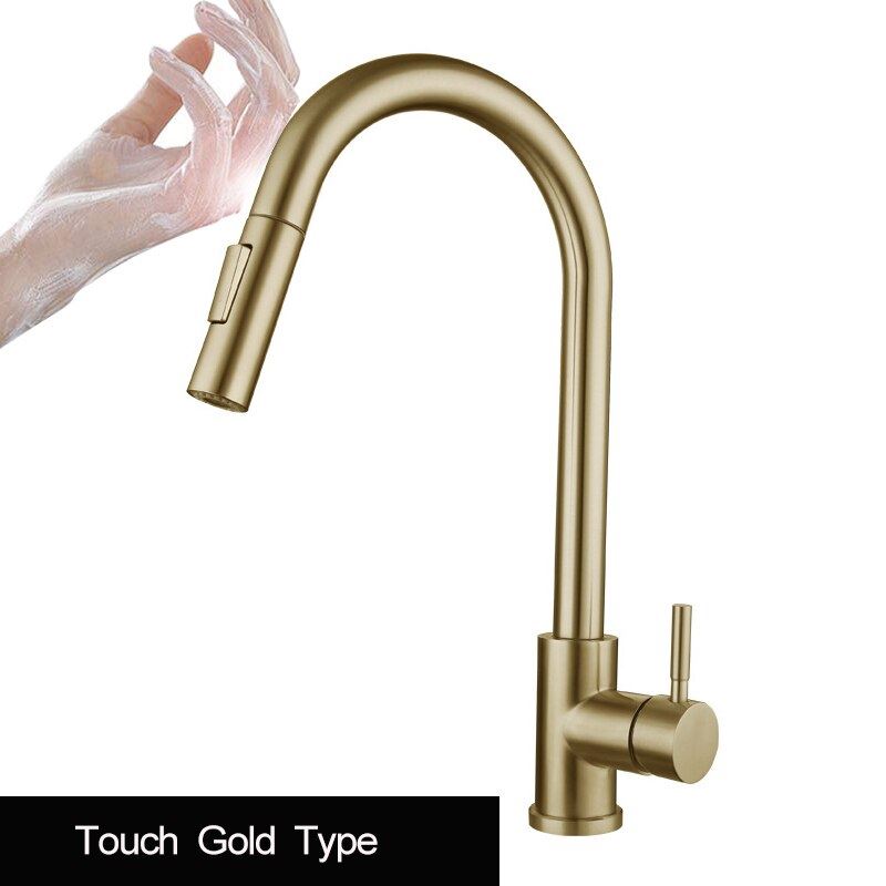 Matte Black Sensor Kitchen Faucet Hot And Cold Rotating Spring Kitchen Household