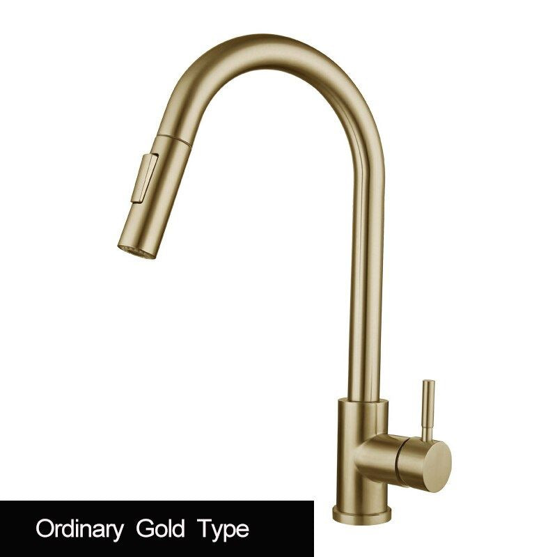 Matte Black Sensor Kitchen Faucet Hot And Cold Rotating Spring Kitchen Household