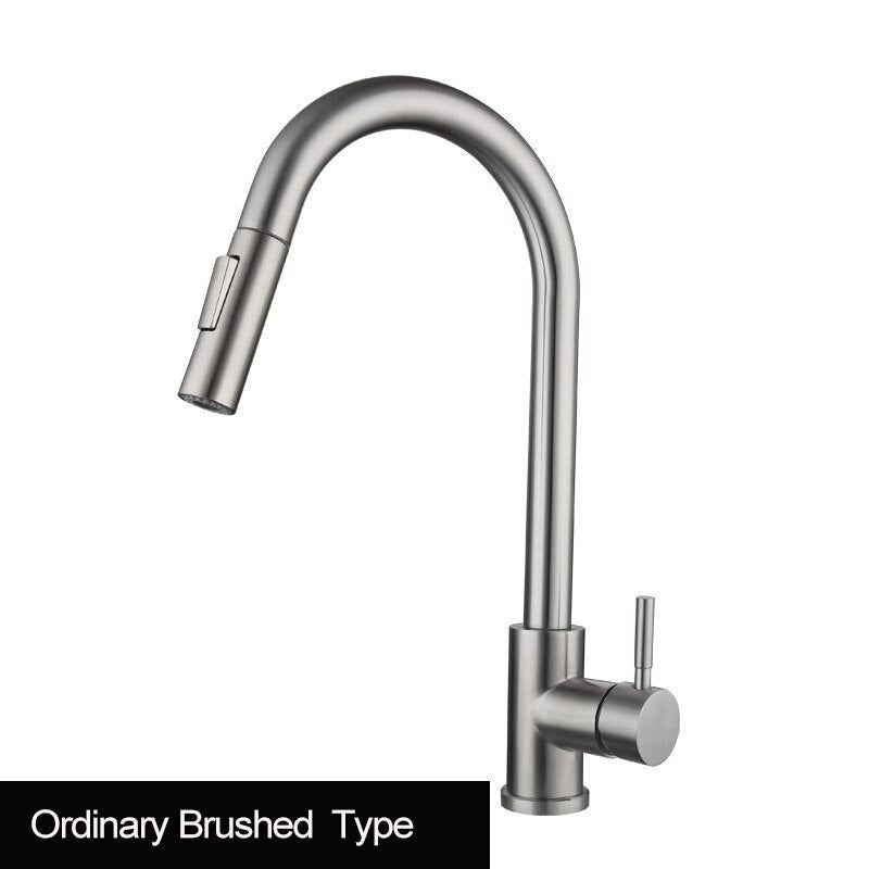 Matte Black Sensor Kitchen Faucet Hot And Cold Rotating Spring Kitchen Household