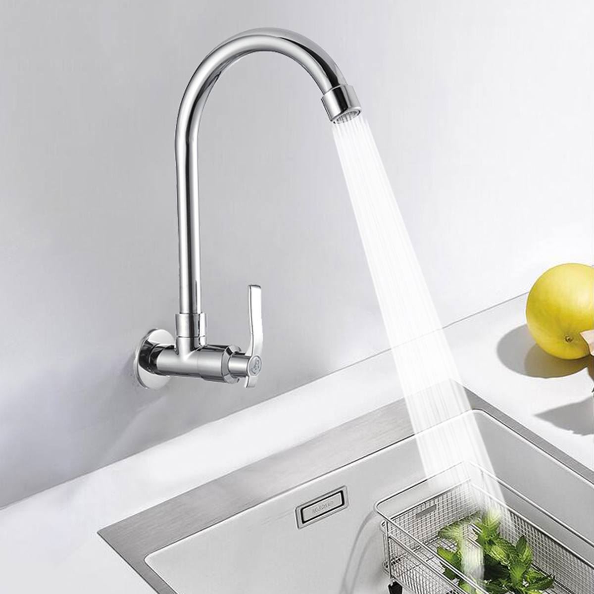 Wall Mount Kitchen 360 Rotating Basin Sink Faucet Single Handle Cold Tap Kitchen