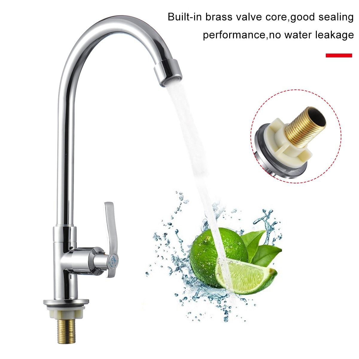 Wall Mount Kitchen 360 Rotating Basin Sink Faucet Single Handle Cold Tap Kitchen