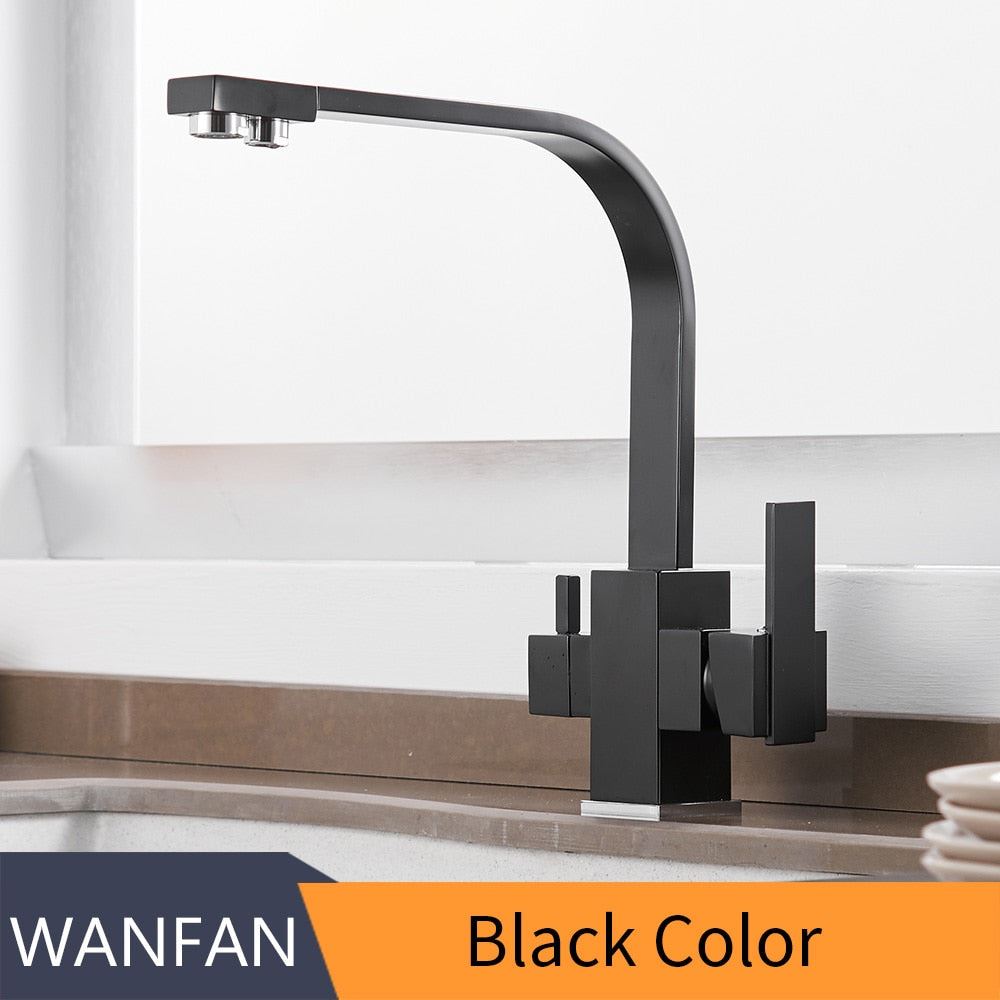 Kitchen Faucets Deck Mounted Mixer Tap 360 Degree Rotation with Water Purificati