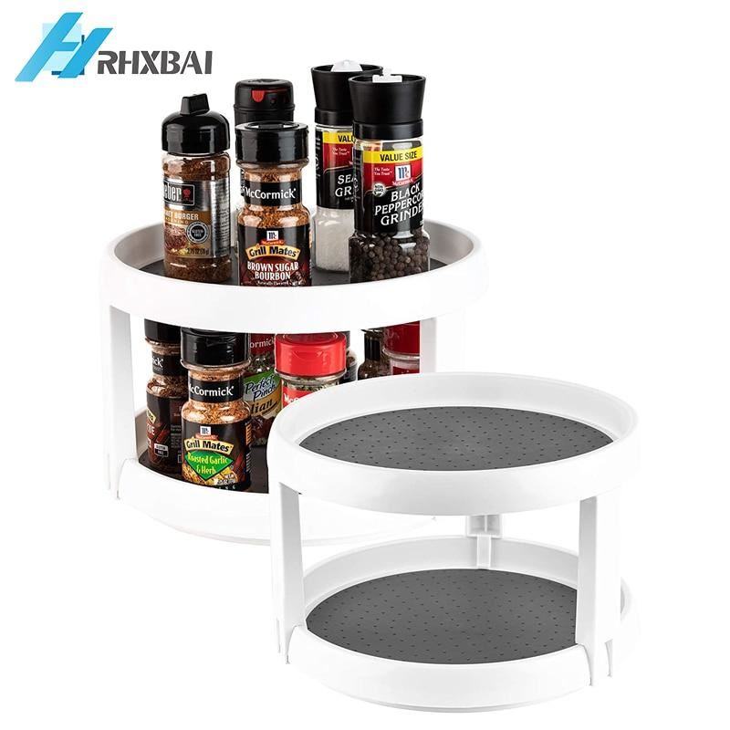 360° Rotating Spice Rack Organizer Seasoning Holder Condiments Storage Lazy Susa
