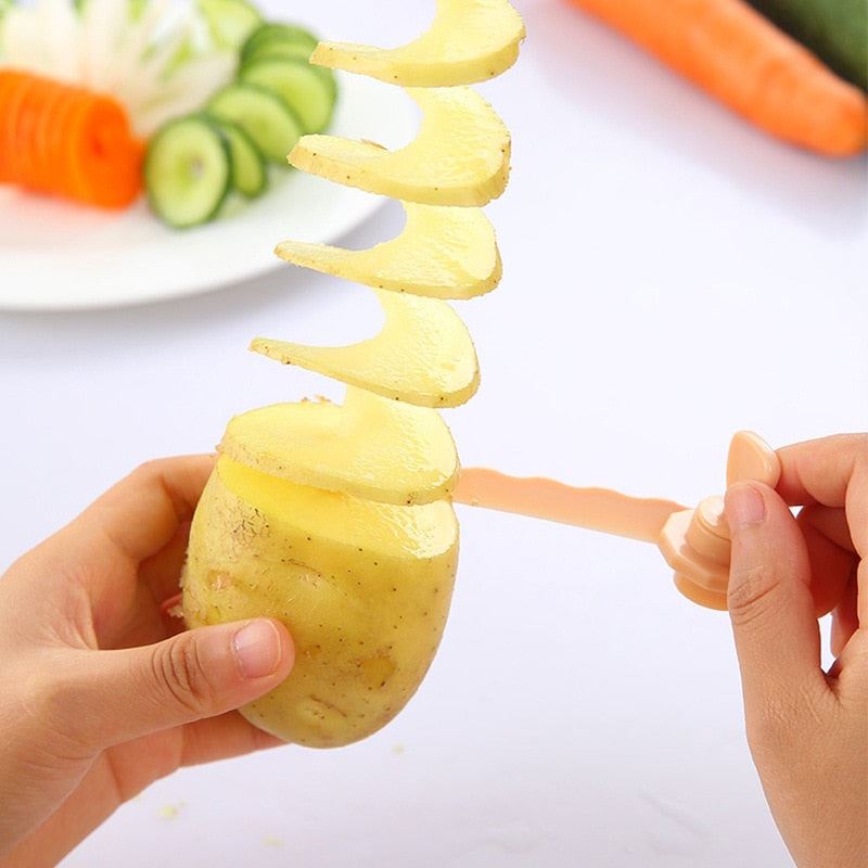 String Rotate Potato Slicer Stainless Steel +Plastic Twisted Potato Slice Cutt