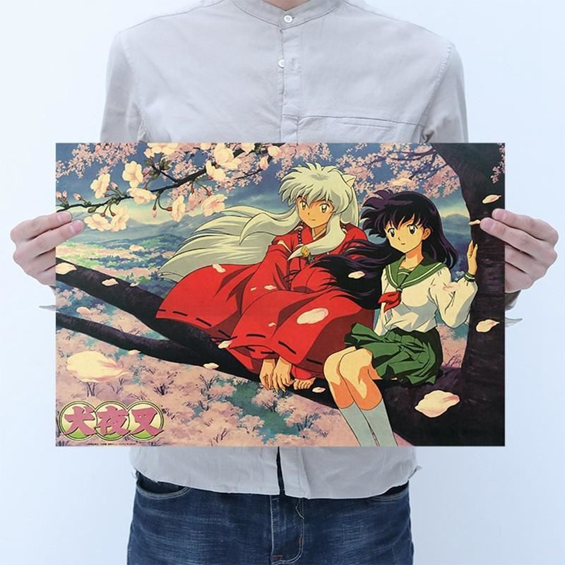 Animation Inuyasha Kraft Paper Poster Home Bedroom Wall Decoration Painting Core