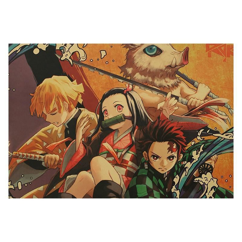 Anime Demon Slayer Kraft Paper Poster Wall Sticker Home Decoration Painting 50.5