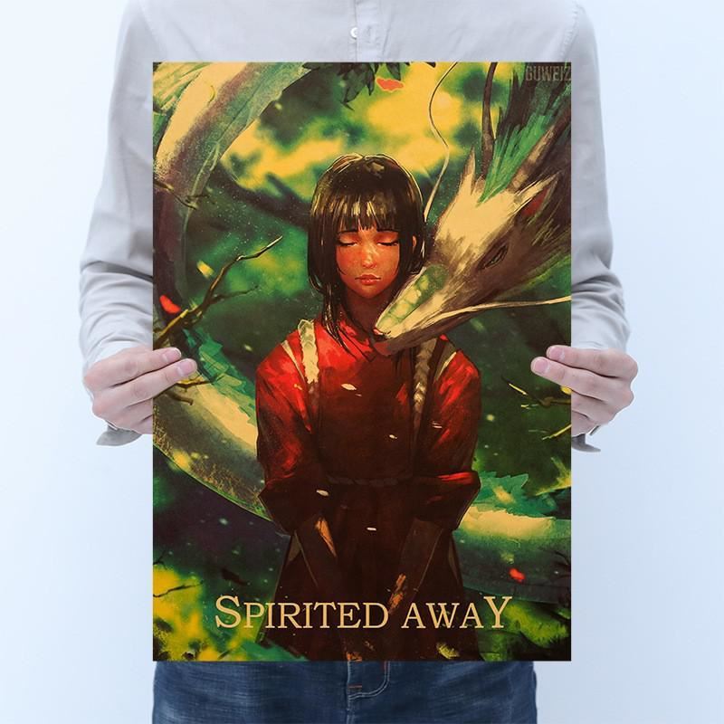 Animation Spirited Away Kraft Paper Poster Home Bedroom Wall Decoration Painting