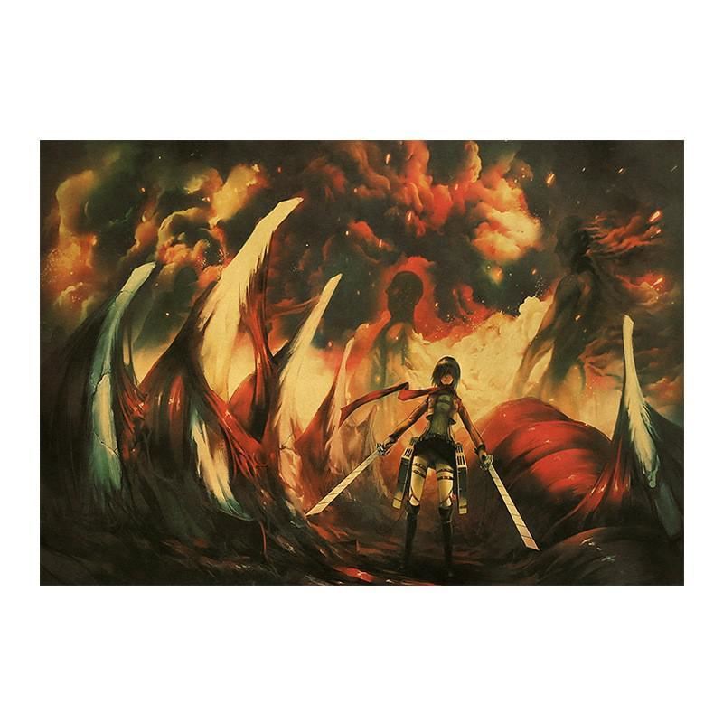 Anime Attack on Titan Kraft Paper Poster Home Room Bedroom Wall Decoration Print