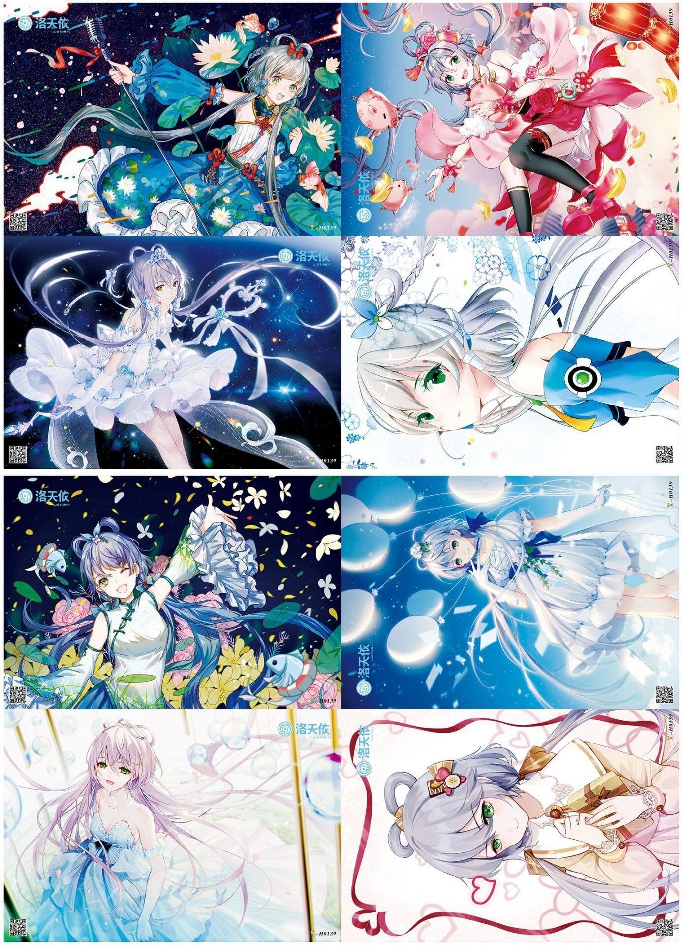 A Set of Eight Anime quadratic element Luo Tianyi Home Room Wall Decoration Print