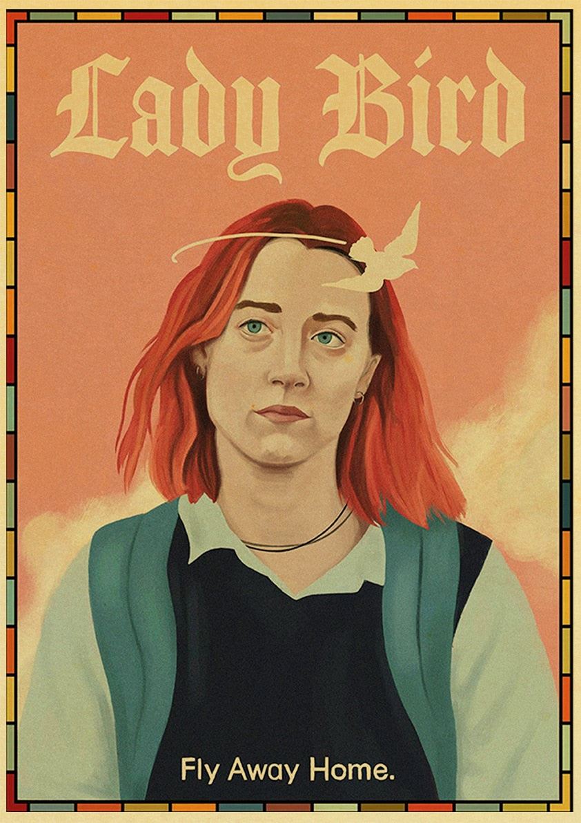 Lady Bird Movie Poster Greta-Gerwig-Film-Saoirse-Rona Vintage Posters and Prints 12x16
