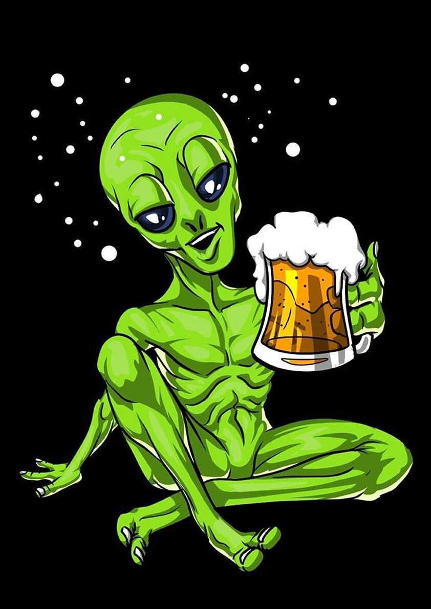 Psychedelic Alien Retro Poster For Coffee House Home Room Bar Wall Decor Craft Paper 12x16