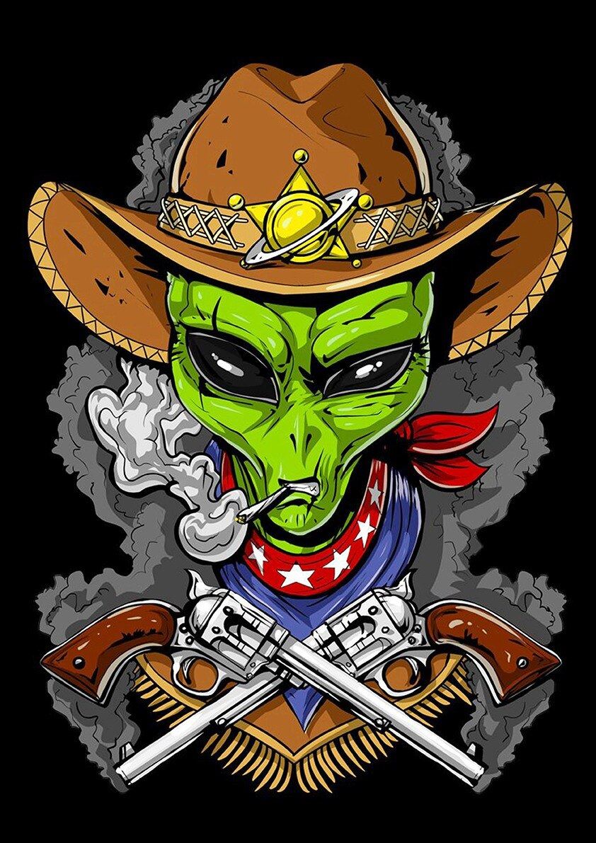 Psychedelic Alien Retro Poster For Coffee House Home Room Bar Wall Decor Craft Paper 12x16