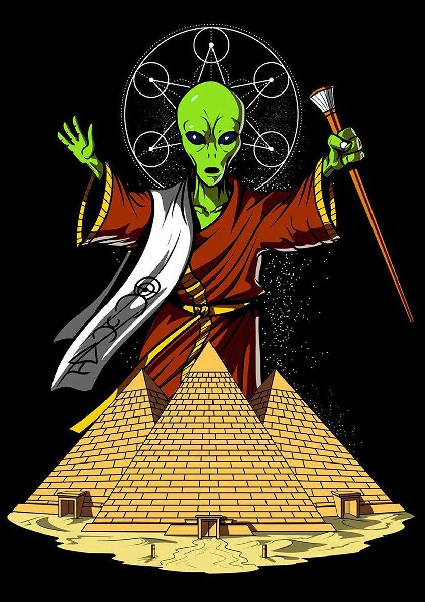 Psychedelic Alien Retro Poster For Coffee House Home Room Bar Wall Decor Craft Paper 12x16