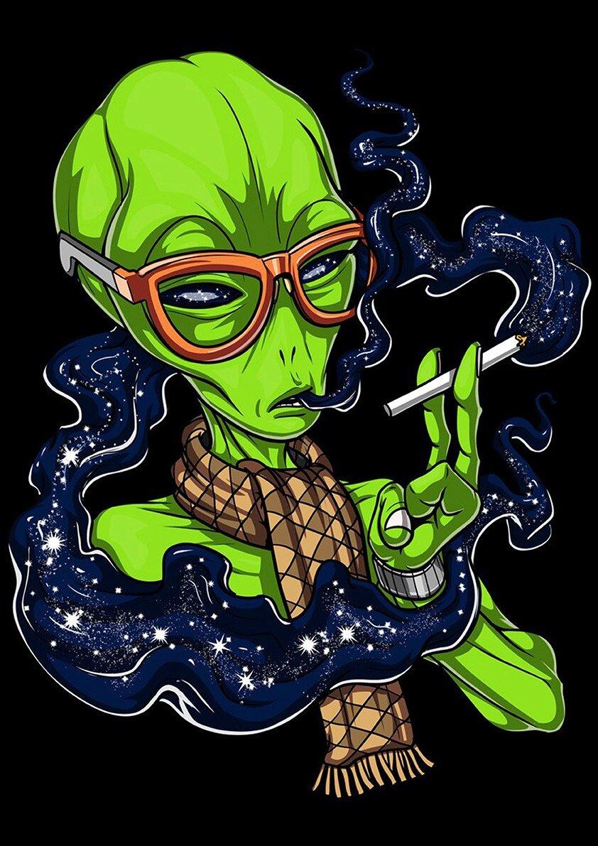 Psychedelic Alien Retro Poster For Coffee House Home Room Bar Wall Decor Craft Paper 12x16