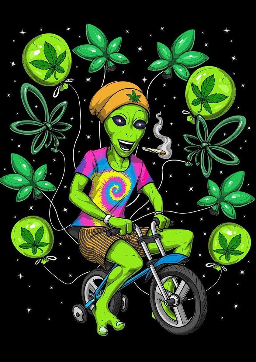 Psychedelic Alien Retro Poster For Coffee House Home Room Bar Wall Decor Craft Paper 12x16