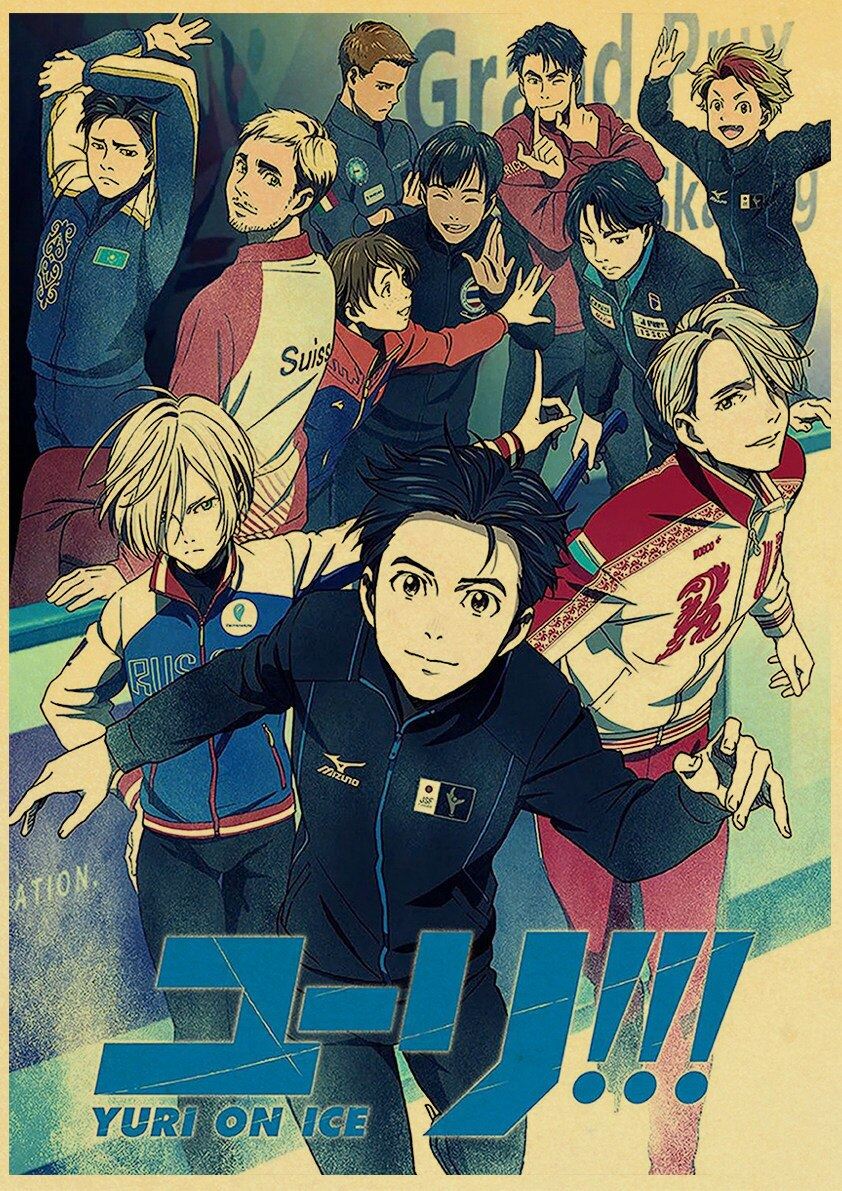 Figure Skating Anime YURI!!! on ICE Posters Wall Art Poster Kraft Paper Prints Print 12x16