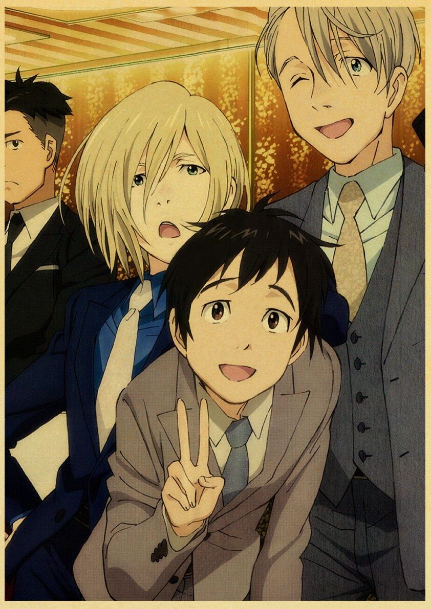 Figure Skating Anime YURI!!! on ICE Posters Wall Art Poster Kraft Paper Prints Print 12x16