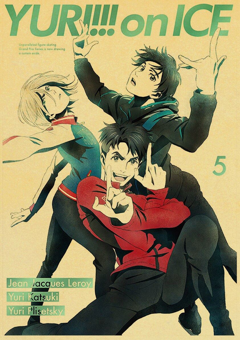 Figure Skating Anime YURI!!! on ICE Posters Wall Art Poster Kraft Paper Prints Print 12x16
