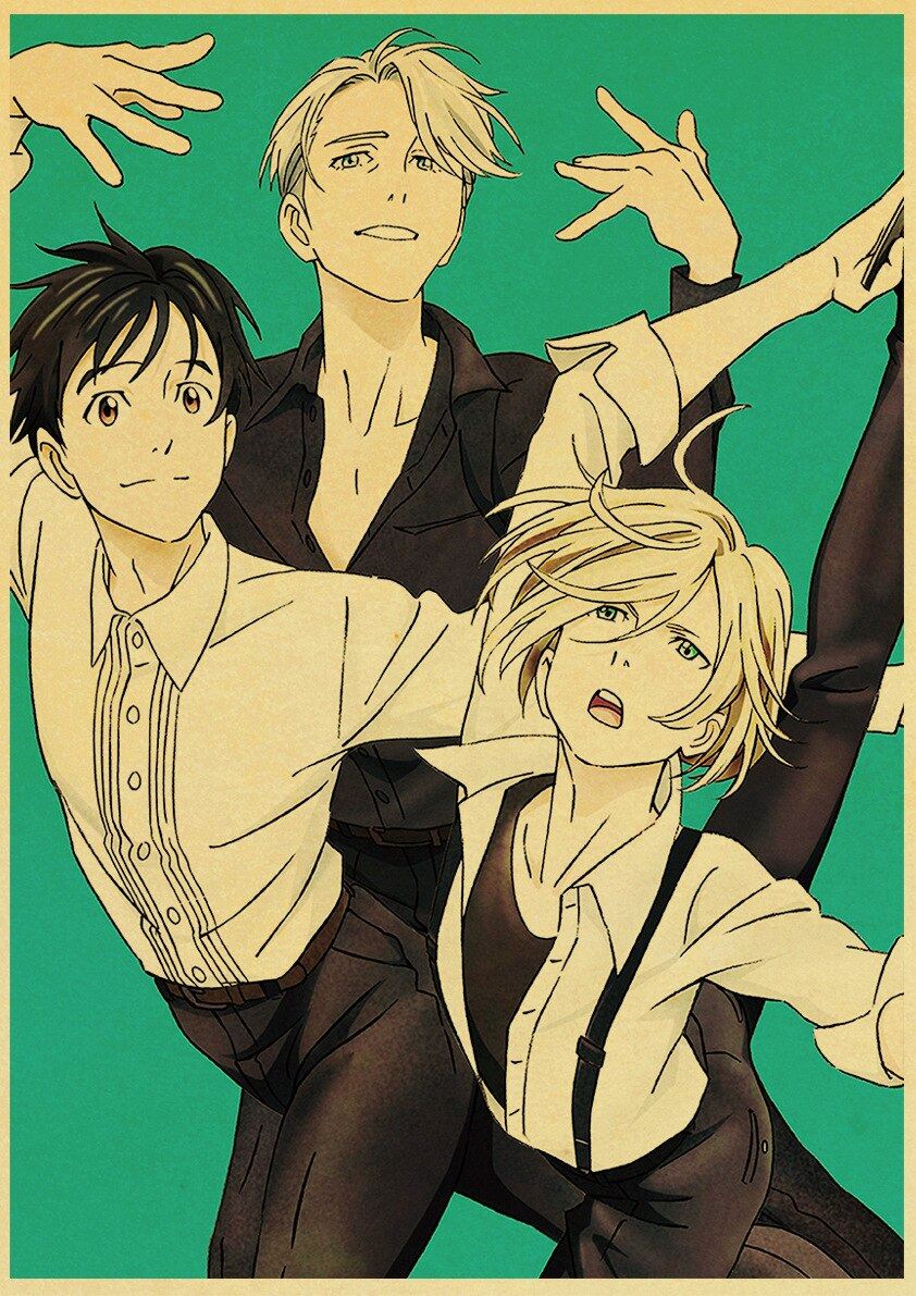 Figure Skating Anime YURI!!! on ICE Posters Wall Art Poster Kraft Paper Prints Print 12x16