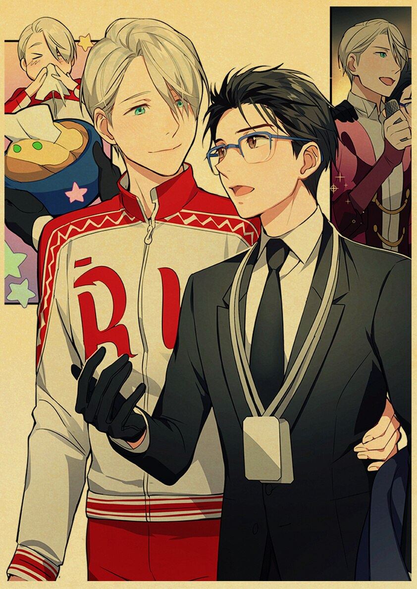 Figure Skating Anime YURI!!! on ICE Posters Wall Art Poster Kraft Paper Prints Print 12x16