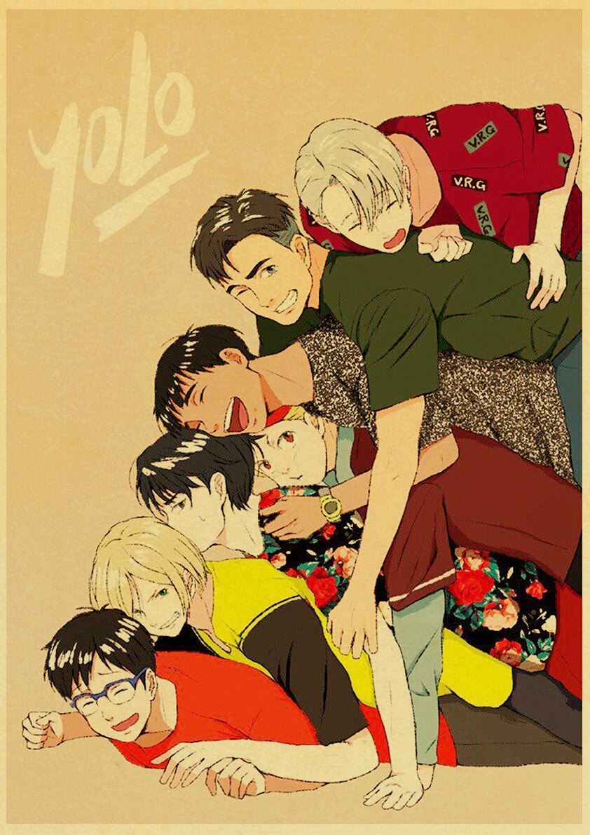 Figure Skating Anime YURI!!! on ICE Posters Wall Art Poster Kraft Paper Prints Print 12x16