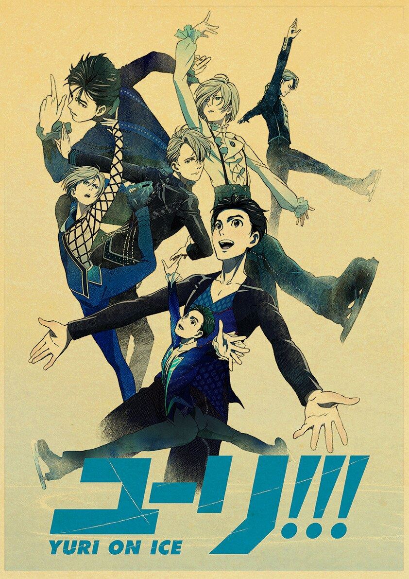 Figure Skating Anime YURI!!! on ICE Posters Wall Art Poster Kraft Paper Prints Print 12x16