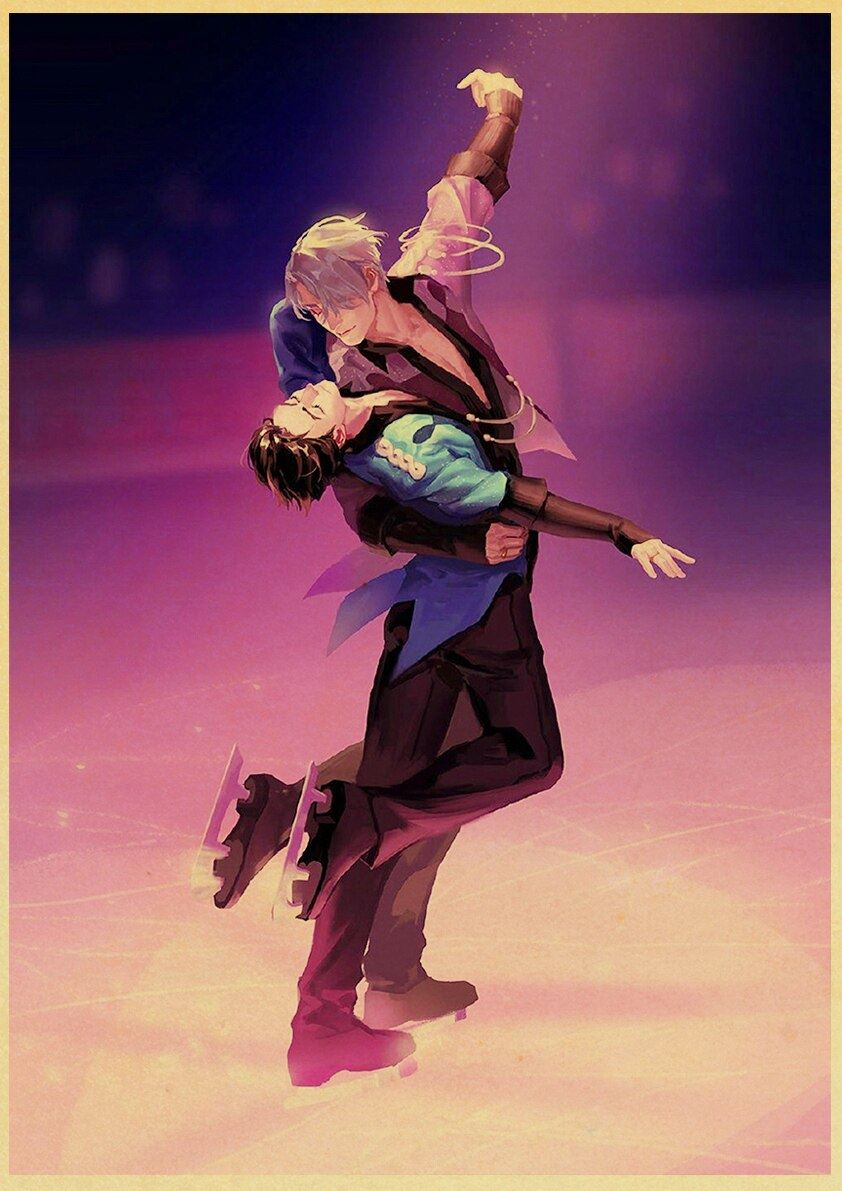 Figure Skating Anime YURI!!! on ICE Posters Wall Art Poster Kraft Paper Prints Print 12x16