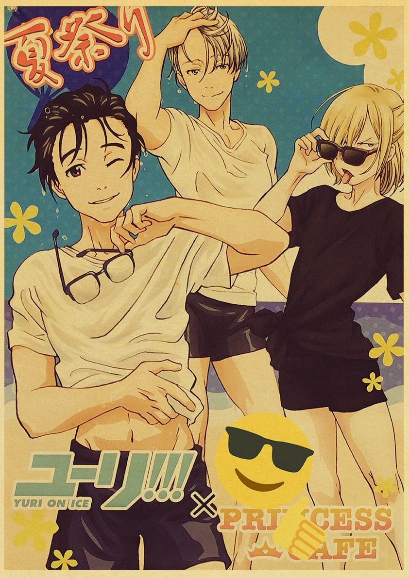 Figure Skating Anime YURI!!! on ICE Posters Wall Art Poster Kraft Paper Prints Print 12x16