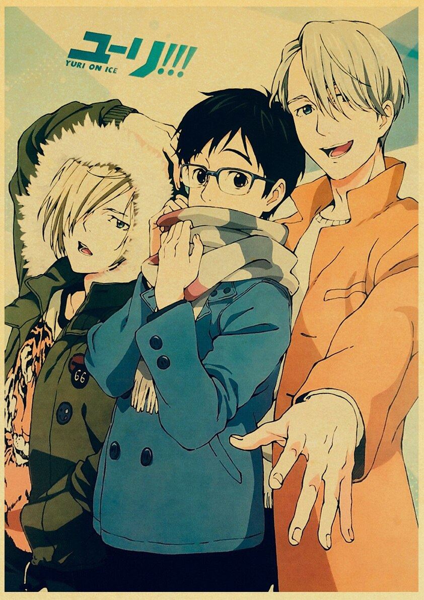 Figure Skating Anime YURI!!! on ICE Posters Wall Art Poster Kraft Paper Prints Print 12x16