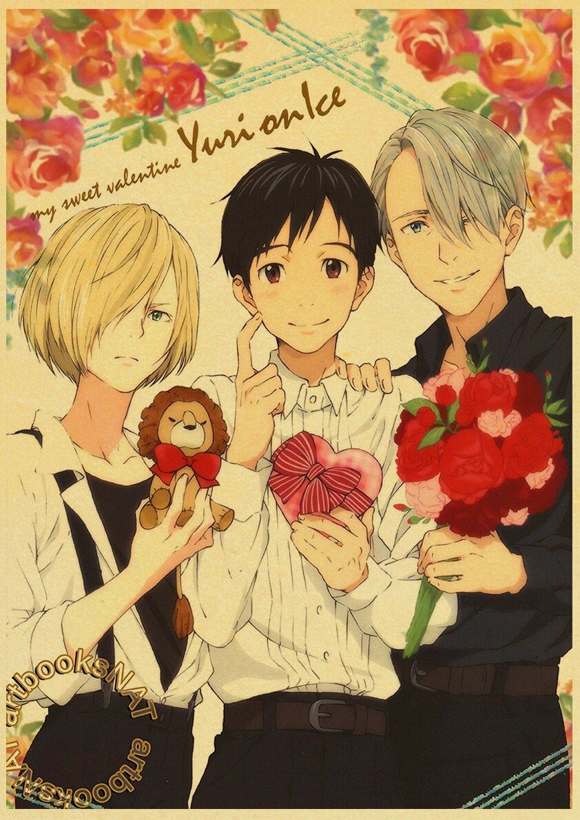 Figure Skating Anime YURI!!! on ICE Posters Wall Art Poster Kraft Paper Prints Print 12x16
